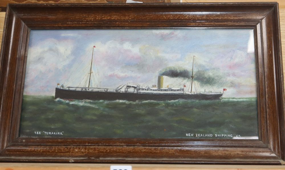 English School, oil on board, T.S.S. Turakina, New Zealand Shipping Co, 24 x 30cm